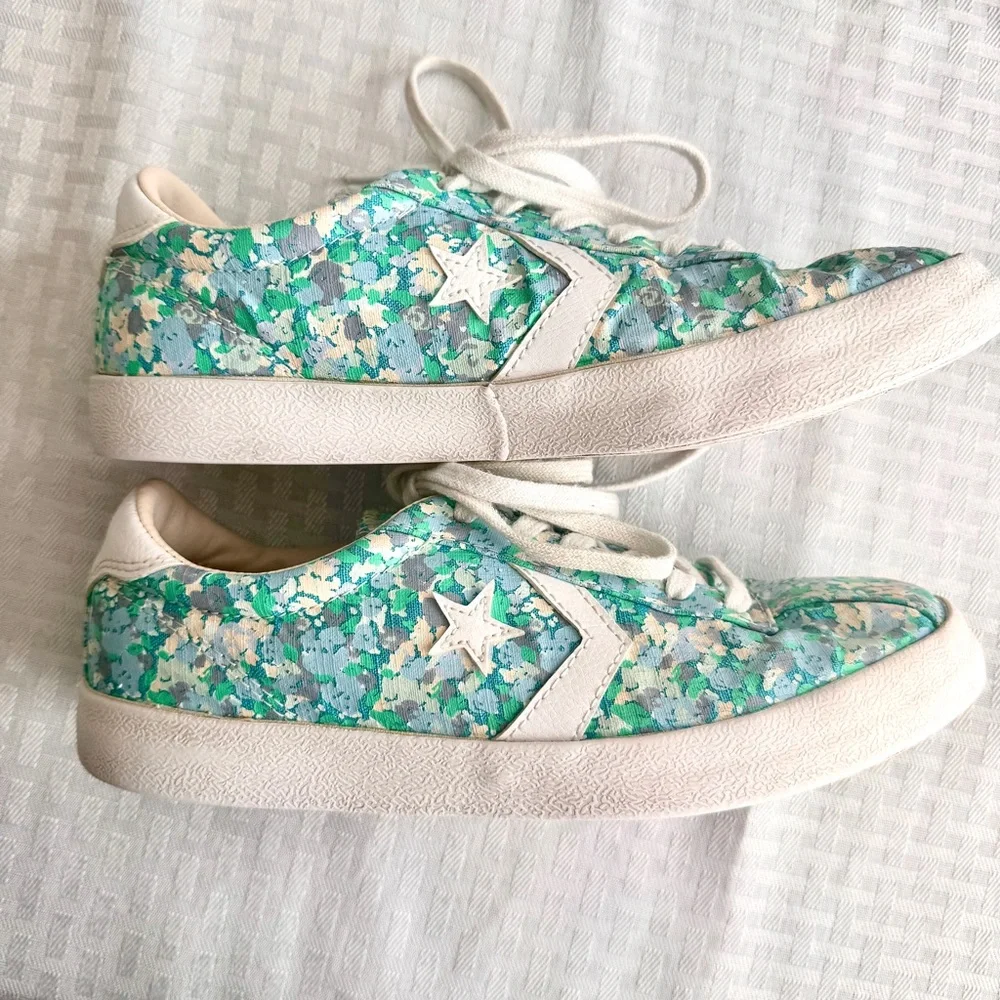 Converse One Star Women's‎ Floral Sneakers Green Blue Canvas Low Top Size 7